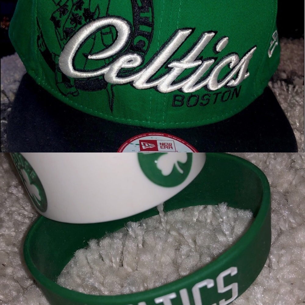 Boston Celtics New Era Hat & Rubber Bracelets